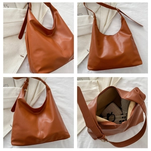 Caramel large capacity tote bag with adjustable strap showing spacious interior