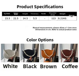 Spécifications détaillées de taille pour sac à bandoulière en PU avec chaîne perle