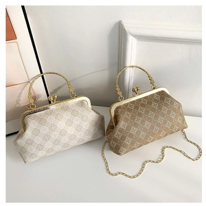 Borsa Medico Vintage in Pelle PU con Chiusura a Scatto per Donna Moda Stampa Floreale Manico Rotondo Catena Borsa a Tracolla