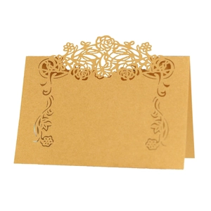 Rose Laser Cut Place Cards Romantic Floral Hollow Table Name Cards Pearlescent Paper Decoration For Wedding Banquet Party