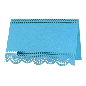 Sky blue laser cut butterfly place card with lace hollow design and pearlescent finish