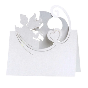 Segnaposto Matrimonio Taglio Laser Angelo Cuore Carta Perla Artificialta Intagliata Biglietti Nome per Decorazione Tavolo Festa Banchetto
