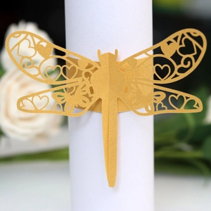 Libelle Serviettenringe Laser Geschnitten Hohl Perlpapier Serviettenhalter Für Hochzeit Bankett Party Esstisch Dekoration