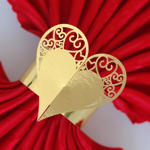 Elegant gold hollow heart napkin rings for luxury hotel wedding table decoration
