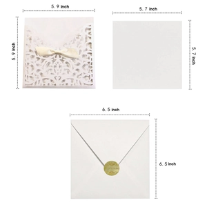 Dimensions du kit d'invitation dentelle: pochette 5.9in, encart 5.7in et enveloppe 6.5in