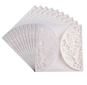 Elegant laser-cut butterfly invitation cards in pearlescent white for weddings and events