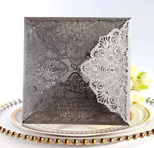 Detailed laser cut baroque lace wedding invitation sleeve with mandala pattern