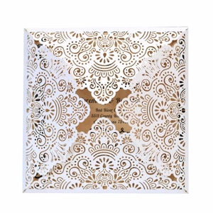 Elegant Laser Cut Hollow Wedding Invitation Cards Mandala Floral Pearlescent Paper Greeting Cards For Party Business Events