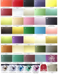 Detailed color chart showcasing 42 types of cardstock and pearlescent paper materials