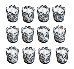 Eleganti Involucri per Candele in Carta Traforata a Laser con Motivo Floreale in Carta Perla Artificialta per Decorazioni di Matrimonio e Compleanno