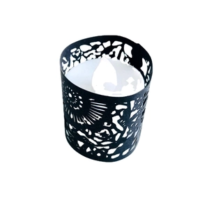 Hollow black paper lampshade with floral patterns for LED tea light candle decoration
