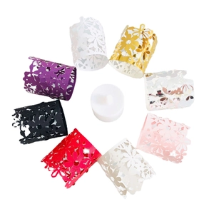 Eight colors of hollow floral paper lanterns with LED tea light candles for festive decor