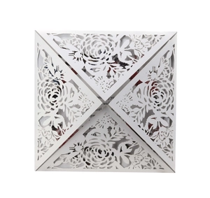 Elegant Laser Cut Rose Flower Wedding Invitation Cards Pocket Hollow Out Artificial Pearl Paper Invitation Covers For Wedding Banquet