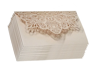 Champagne laser cut hollow wedding invitations with elegant floral lace pattern