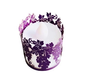 Laser Cut Hollow Paper Candle Wraps Grape Vine Pattern Pearlescent Paper Decorative LED Tea Light Covers For Wedding Party