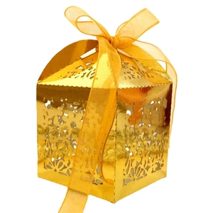 Lasergeschnitten Hohl Blumig Süßigkeitenschachtel Perlpapier Hochzeit Geschenkbox Mit Schleife Für Party Bankett Dekoration