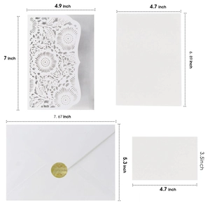 Élégant kit d'invitation de mariage découpé au laser avec dimensions et enveloppes