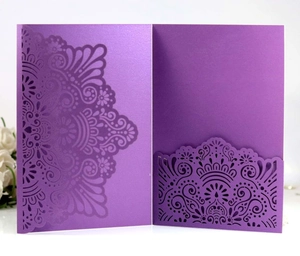 Elegant European Style Laser Cut Wedding Invitations Pearlescent Paper Hollow Out Floral Mandala Cards For Banquet Party Supplies