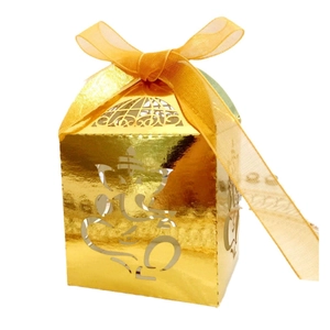 Boîte à Bonbons Ganesha Découpée au Laser Avec Ruban Papier Perlé Boîtes Cadeaux pour Mariage Fête Emballage