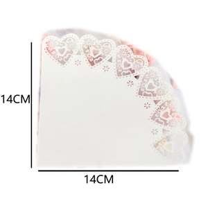 European white heart hollow lace paper cones for wedding confetti measuring 14cm