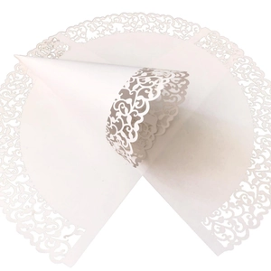Elegant white laser-cut lace confetti cones for weddings and festive parties decorations
