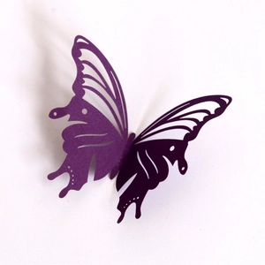 3D hollow purple butterfly wall stickers for wedding party and home decoration