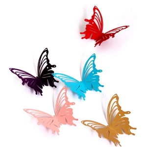 3D hollow butterfly wall stickers in five metallic colors for wedding party decoration