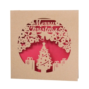 Carte De Voeux Joyeux Noël Vintage Européen Découpe Laser Sapin De Noël Flocon De Neige Design Papier Nacré Invitation