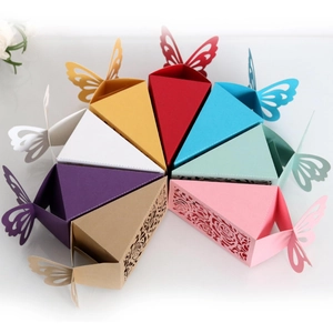European hollow-out rose candy boxes with laser-cut butterfly lids for wedding party favors
