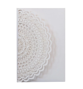 Laser Cut Pearlescent Paper Invitation Cards With Hollow Lace Floral Pattern For Wedding Party Business Elegant Banquet