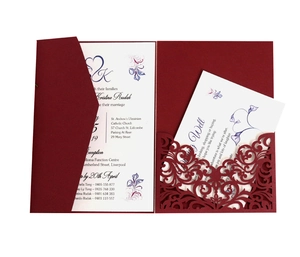 Elegant Laser Cutout Wedding Invitation Pearlescent Paper Hollow Floral Card For Marriage Banquet Event Party Stationery