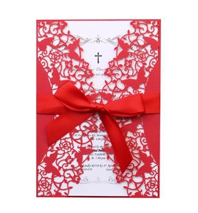 Invitations de Mariage Élégantes Européennes Découpe Laser Papier Perlé Papillon Floral Dentelle Fiançailles Baptême Cartes d'Invitation Rubans Enveloppes Feuilles Intérieures