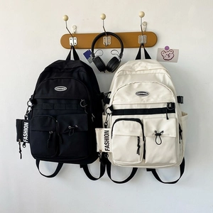 Urban Minimalist Canvas Backpack Multi Pocket Workwear Style School Bag For Men Women Large Capacity Travel Daypack