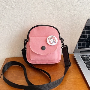 Petit Sac Bandoulière en Toile pour Femmes Mignon Badge Lapin Sac de Téléphone Bandoulière Réglable Sac Décontracté