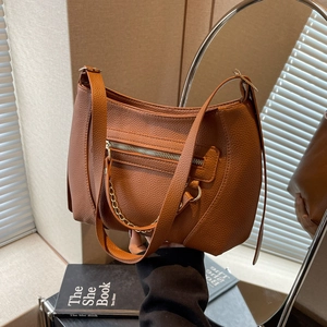 Large Capacity Litchi Pattern PU Leather Tote Bag For Women Fashion Chain Decor Shoulder Bag Commuting Casual Crossbody Handbag