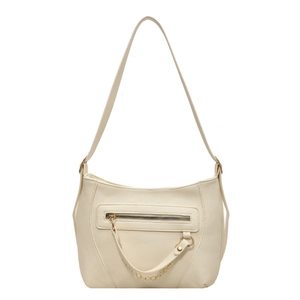 Large capacity minimalist cream white leather tote bag with elegant gold chain decoration