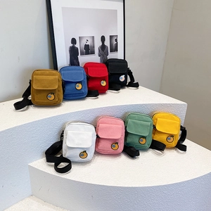Japanese Style Canvas Crossbody Bag For Women Cute Cartoon Fruit Orange Patchwork Embroidery Small Square Shoulder Bag Casual Phone Purse Student Coin Pouch