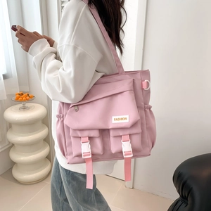 Große Kapazität Damen Nylon Tote Bag Lässige Koreanische Stil Umhängetasche Mit Vielen Taschen Einfarbig Mode Handtasche