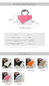 Detailed sizing chart and specifications for the stylish PU leather contrast crossbody bag