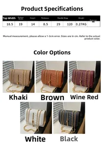 Spécifications de taille et options de couleurs pour le sac bandoulière en similicuir surpiqué