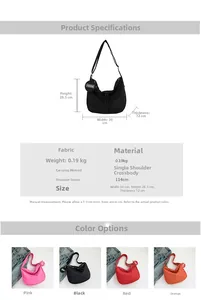 Tableau des tailles détaillé et spécifications pour le sac bandoulière en toile minimaliste