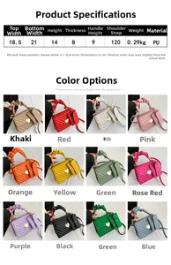 Detailed size specification chart for PU leather embroidered handbag with measurements