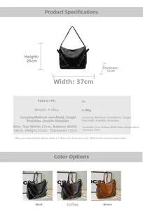 Infographie montrant les dimensions 37x26x12cm et les détails de ce sac fourre-tout