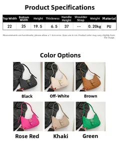 Tableau des tailles et couleurs pour sacs hobo matelassés en simili cuir pour femmes