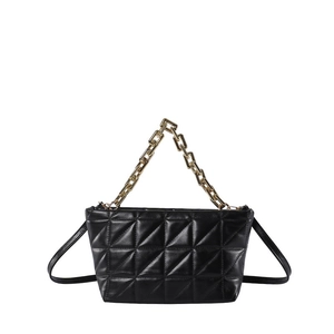 Classic black quilted crossbody bag with golden chain handle and leather strap