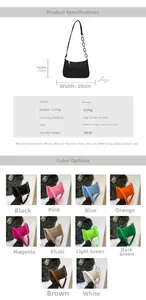 Detailed size specifications for the crocodile texture baguette bag measuring 20x13x6 cm