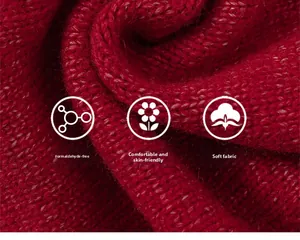Macro shot of soft red knitted fabric showing thick texture and premium cozy quality