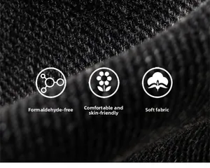 Detailed close-up of soft black knit fabric showing skin-friendly and formaldehyde-free texture