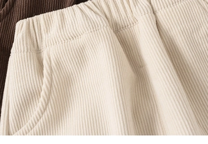 Détails de pantalons en velours pour filles avec taille élastique et poches latérales