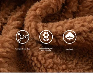 Macro view of warm brown lamb wool fabric showing soft texture and high-quality fiber detail